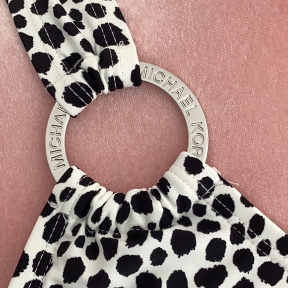 NWT Michael Kors Chain Ring One Shoulder One Piece Swimsuit Animal Print Dot 10 - Picture 2 of 9